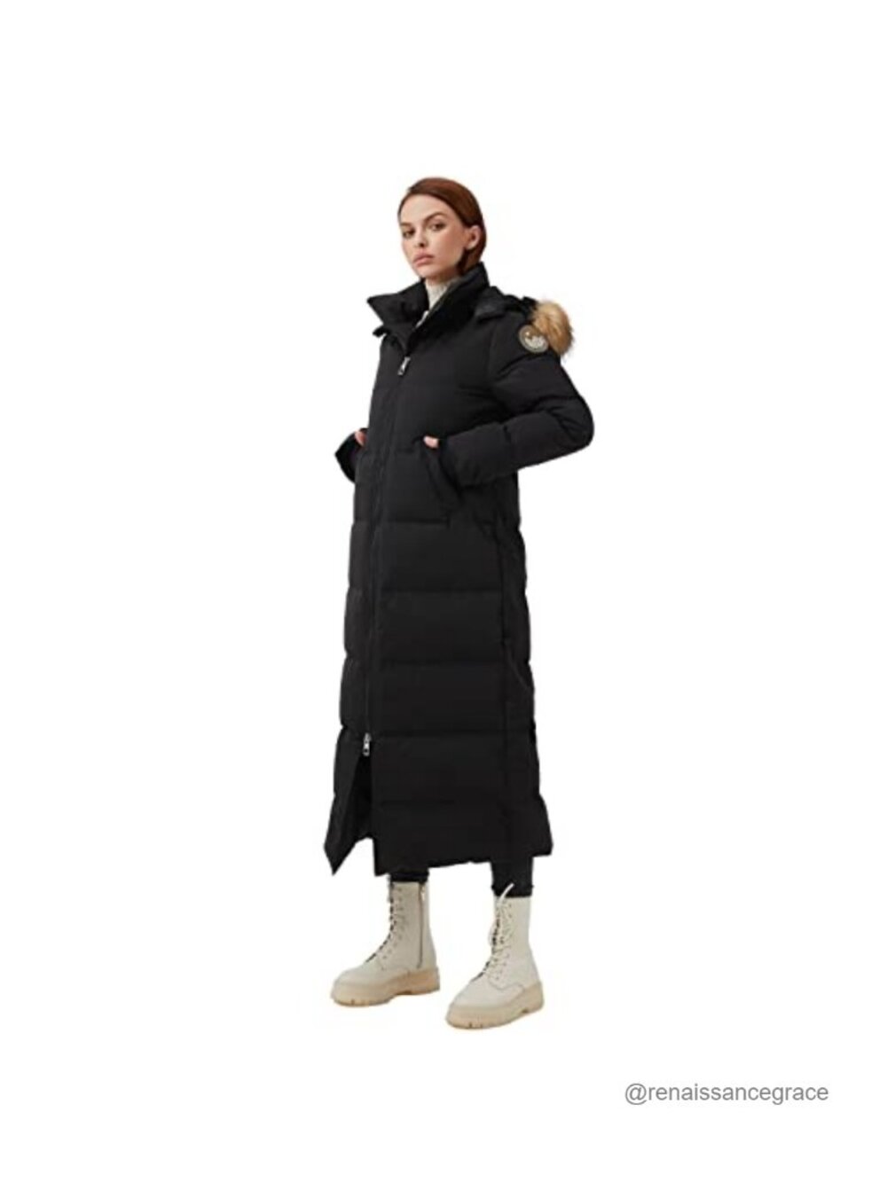 Women's Long Down Parka 750 Fill Power Quilted Winter Coat with Hood